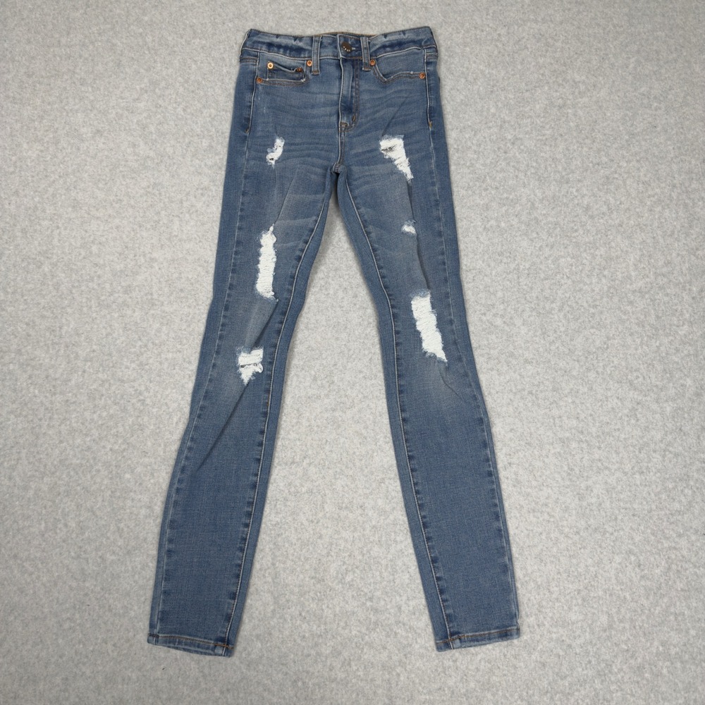 AERO High Rise Jegging Jeans Womens 00 REG Blue Distressed Skinny Stretch